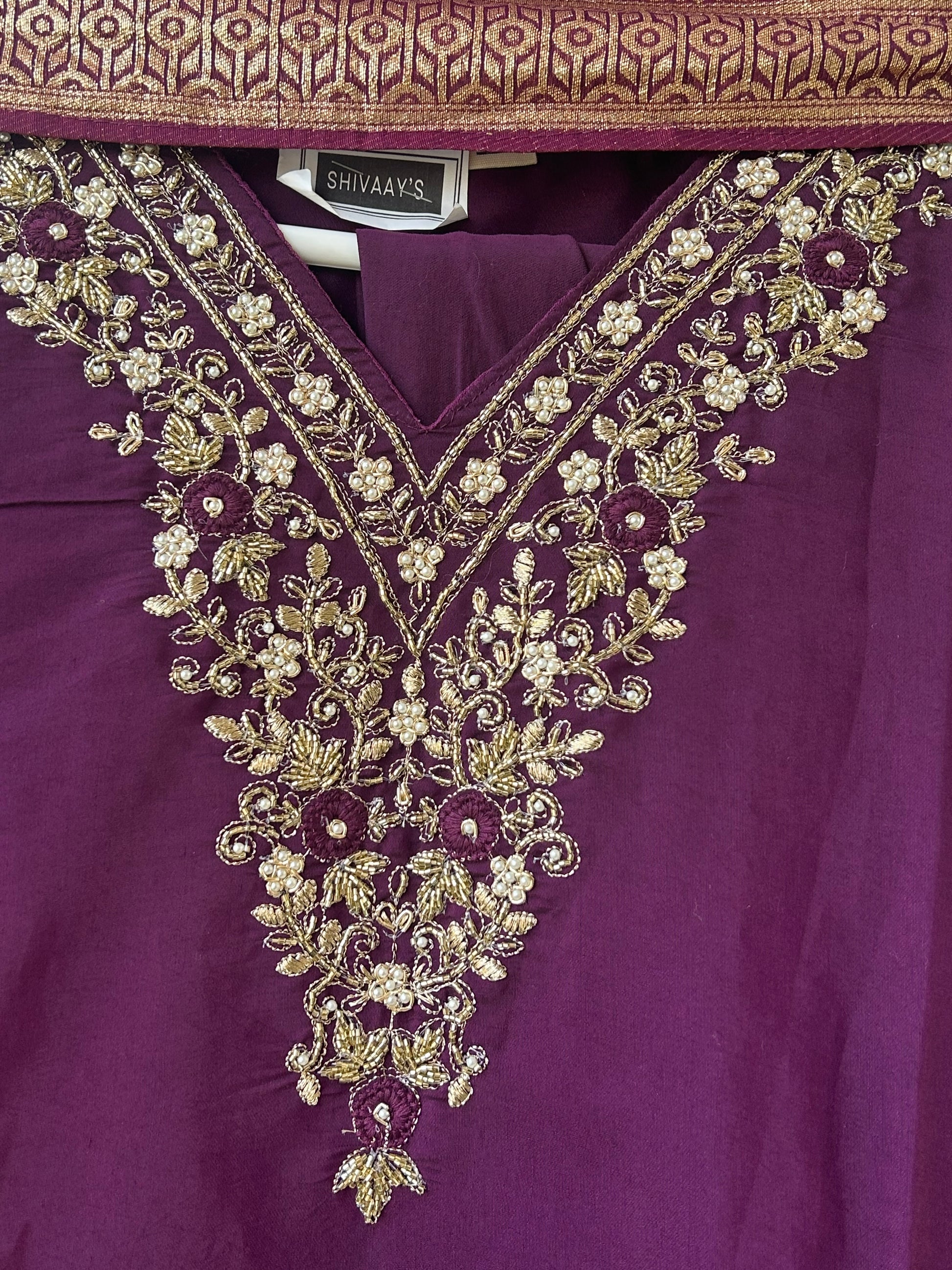 Purple silk kurta set