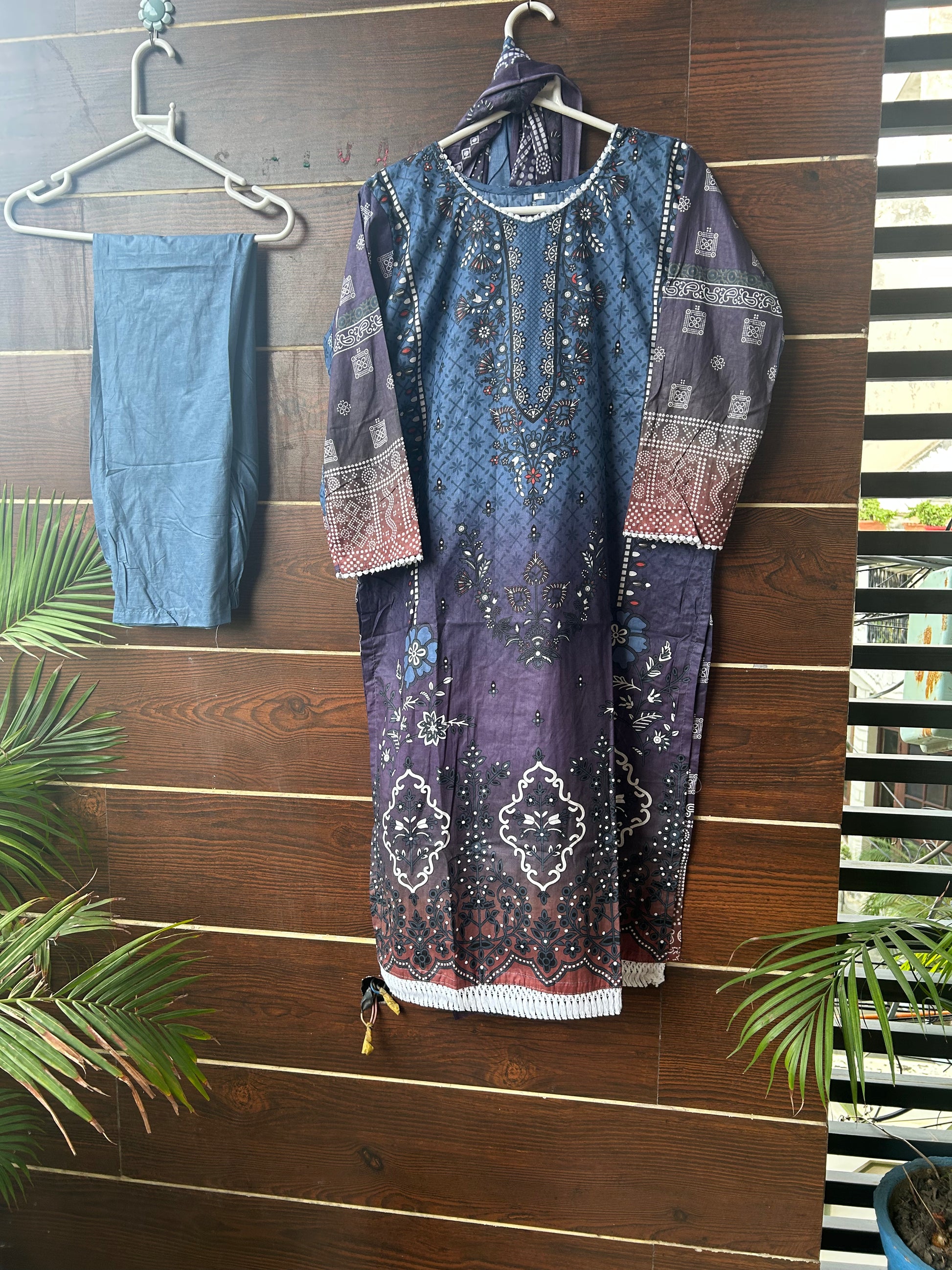 Three piece cotton kurta set
